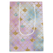 金ゴールドアクアグリッタードリームパープル赤面マーメイド       ミディアムペーパーバッグ (裏面)