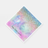 金ゴールドアクアグリッターパープルホワイトユニコーンスパークル スタンダードランチョンナプキン (角)