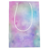 金ゴールドアクアグリッターパープルホワイトユニコーンスパークル ミディアムペーパーバッグ (正面)