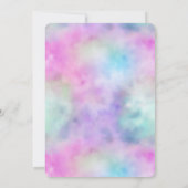 金ゴールドアクアグリッターパープルホワイトユニコーンスパークル 招待状 (裏面)