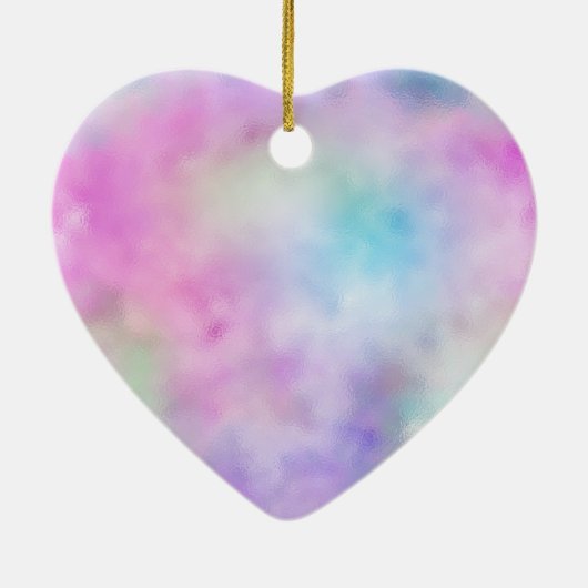 金ゴールドアクアグリッターパープルユニコーンスパークル セラミックオーナメント (裏面)