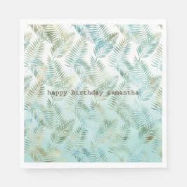 金ゴールドアクアグリーン熱帯葉 スタンダードランチョンナプキン
