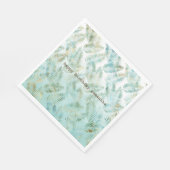 金ゴールドアクアグリーン熱帯葉 スタンダードランチョンナプキン (角)