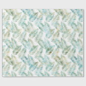 金ゴールドアクアグリーン熱帯葉 ラッピングペーパー (フラット)