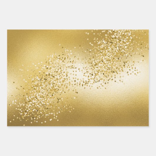 金ゴールドアクアターコイズグリッタースパークルマーメイド ラッピングペーパーシート (正面3)