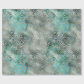 金ゴールドアクアティール（緑がかった色）ブルーレオパードプリント ラッピングペーパー (フラット)