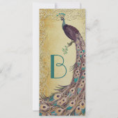 金ゴールドアクアナスアールヌーボーピーコック結婚ズ 招待状 (裏面)