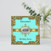 金ゴールドアクアバースデーパーティーグラモールホット招待状 招待状 (スタンド正面)