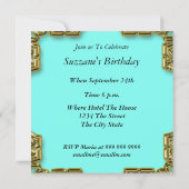 金ゴールドアクアバースデーパーティーグラモールホット招待状 招待状 (裏面)