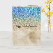 金ゴールドアクアパープルグリッタースパークル カード (黄色い花)