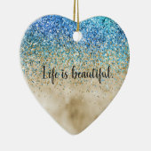 金ゴールドアクアパープルグリッタースパークル セラミックオーナメント (右)