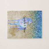 金ゴールドアクアパープルグリッタースパーク ジグソーパズル (横)