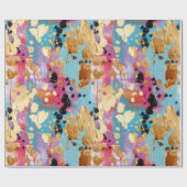 金ゴールドアクアピンク抽象芸術ヒョウ ラッピングペーパー (フラット)