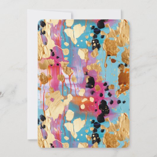 金ゴールドアクアピンク抽象芸術ヒョウ 招待状 (裏面)