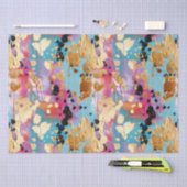 金ゴールドアクアピンク抽象芸術ヒョウ 薄葉紙 (クラフト)