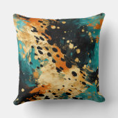 金ゴールドアクアブラックヒョウ動物 クッション (裏面)