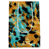 金ゴールドアクアブラックヒョウ動物 ミディアムペーパーバッグ (裏面)