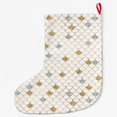 金ゴールドアクアブルーグリッターマーメイド ラージクリスマスストッキング (裏面)