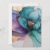 金ゴールドアクアブルーパープルフローラロマンチック結婚ズ 招待状 (裏面)