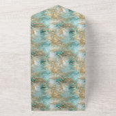 金ゴールドアクアホワイト熱帯葉 オールインワン招待状 (外側)