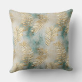 金ゴールドアクアホワイト熱帯葉 クッション (裏面)