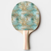 金ゴールドアクアホワイト熱帯葉 卓球ラケット (裏面)