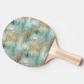 金ゴールドアクアホワイト熱帯葉 卓球ラケット (横)