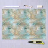 金ゴールドアクアホワイト熱帯葉 薄葉紙 (クラフト)