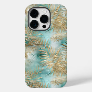 金ゴールドアクアホワイト熱帯葉 Case-Mate iPhone 14 PROケース