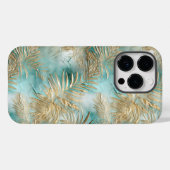 金ゴールドアクアホワイト熱帯葉 Case-Mate iPhoneケース (裏面 (横))
