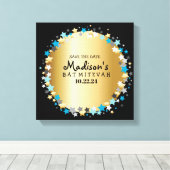 金ゴールドアクア金ゴールドスターズバルミツワーサインインボード キャンバスプリント (インサイチュ (ウッドフロア))