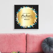 金ゴールドアクア金ゴールドスターズバルミツワーサインインボード キャンバスプリント (インサイチュ (リビング))