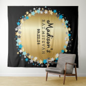 金ゴールドアクア金ゴールドスターズバルミツワーフォトオペバックドロップ タペストリー (インサイチュ(横))