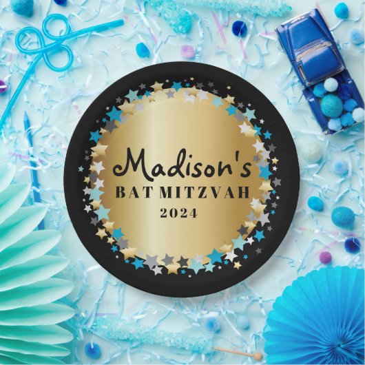 金ゴールドアクア金ゴールドスターバーバルミツワープレート ペーパープレート (パーティー)
