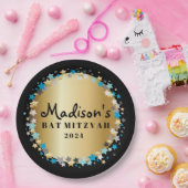 金ゴールドアクア金ゴールドスターバーバルミツワープレート ペーパープレート (パーティー)