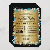 金ゴールドアクア金ゴールドスターバーバルミツワー招待状 招待状 (正面/裏面)