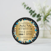 金ゴールドアクア金ゴールドスターバーバルミツワー招待状 招待状 (スタンド正面)