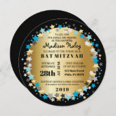 金ゴールドアクア金ゴールドスターバーバルミツワー招待状 招待状 (正面/裏面)