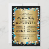 金ゴールドアクア金ゴールドスターバーバルミツワー招待状 招待状 (正面)