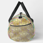 金ゴールドアクア&パープルサテンストライプのルックパターン ダッフルバッグ (右)