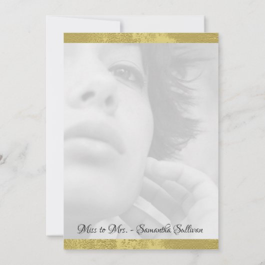 金ゴールドアクセンシンプルトフォトブライダルシャワー招待 招待状 (裏面)