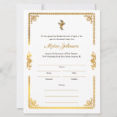 金ゴールドアクセントカエレガントトリックバプテスマ証明書 (正面)