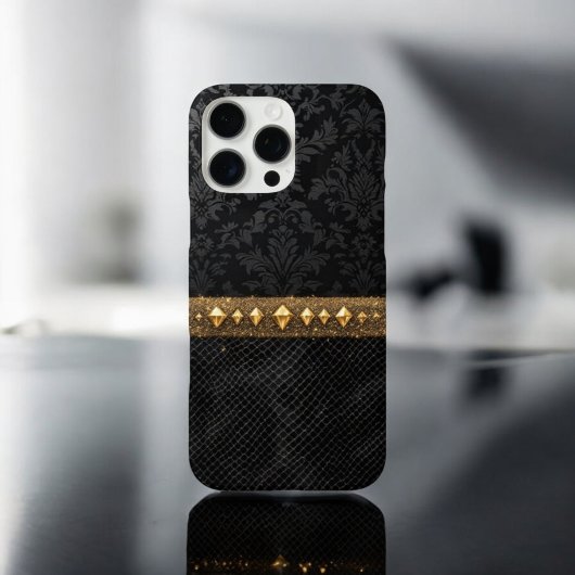 金ゴールドアクセント付きダマスシールド Case-Mate iPhoneケース