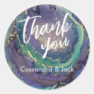 金ゴールドアクセント付き液体抽象芸術アートカジュアルハンド ラウンドシール