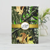 金ゴールドアクセント狩り迷彩柄結婚式招待状 招待状 (スタンド正面)