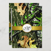 金ゴールドアクセント狩り迷彩柄結婚式招待状 招待状 (正面/裏面)