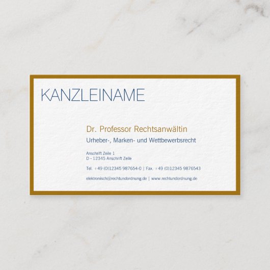 金ゴールドアクツェンテヴィスティンカルテ 名刺 (正面)