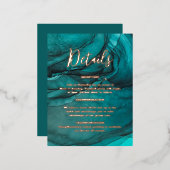 金ゴールドアゲートマーブルズ結婚詳細ズカード 箔招待状ポストカード (正面/裏面)