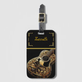 金ゴールドアコースティックギター(ウェスタンチャーム) ラゲッジタグ (正面縦)