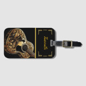 金ゴールドアコースティックギター(ウェスタンチャーム) ラゲッジタグ (正面横)